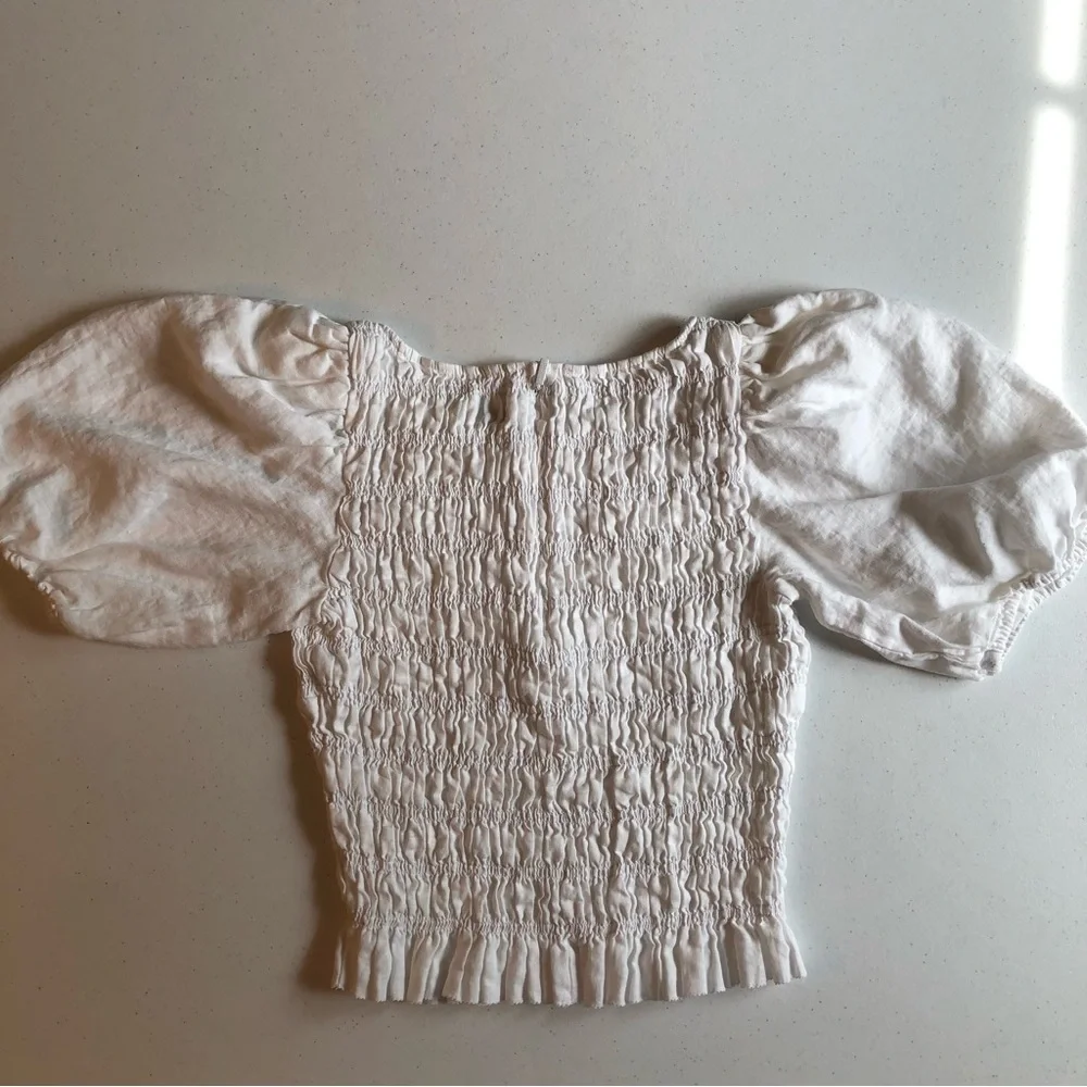 Wilfred 100% ORGANIC Linen Elegant White Blouse Top Size XS - Picture 2 of 7